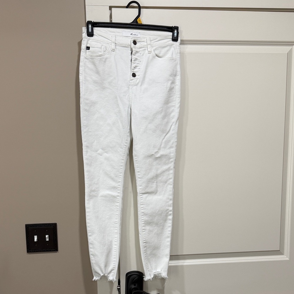 KanCan White High-Rise Button-Fly Skinny Jeans